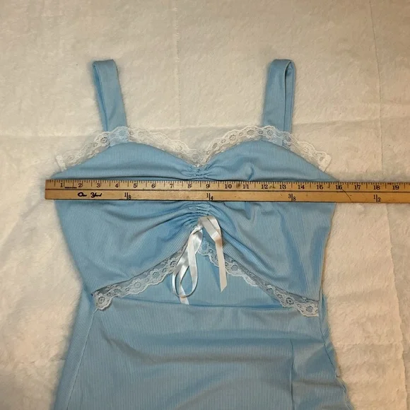 Light Blue Lace Trim Two-Piece Set - Picture 6 of 7